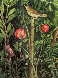 Nástěnná malba ptáka v zahradě, Pompeje, 1. století našeho letopočtu